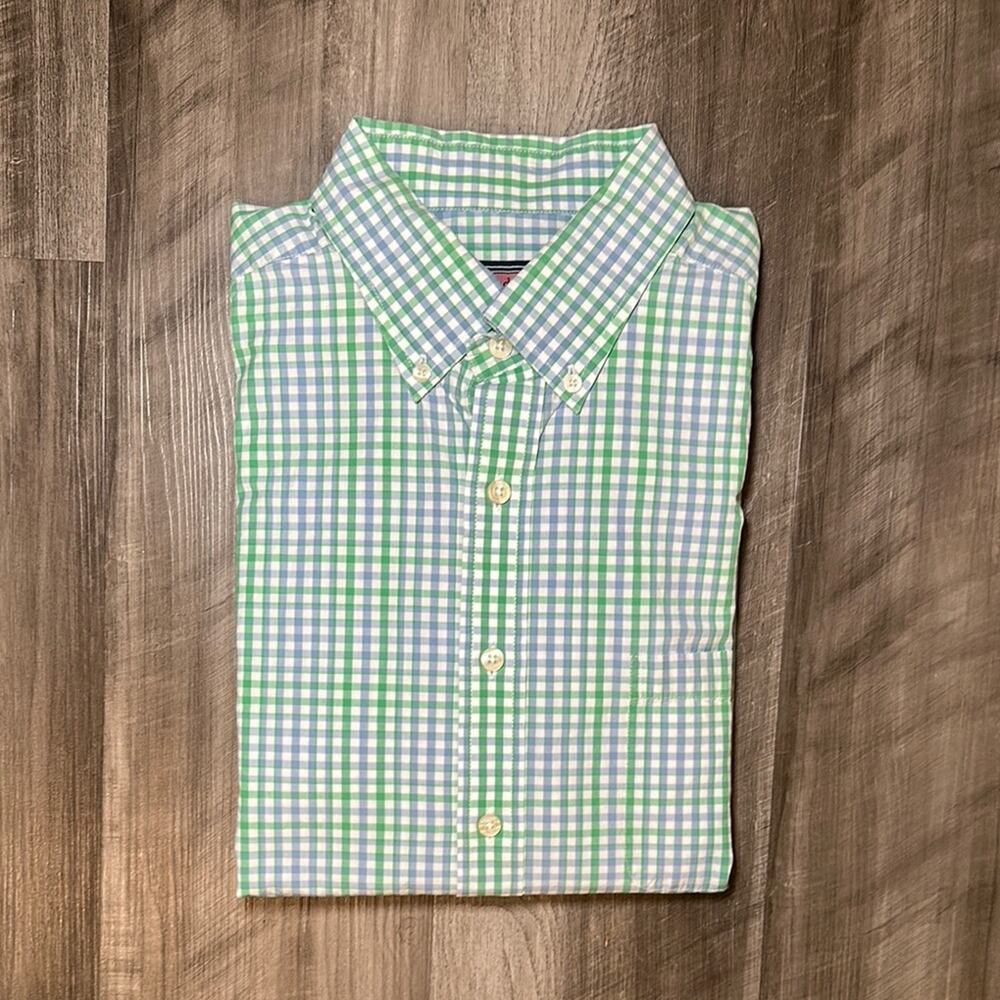 Vineyard Vines “Murray” Slim‑Fit Gingham Shirt – Men’s XL, Blue/Green